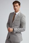 Burton Grey Neutral Slim Fit Pow Check Suit Jacket thumbnail 2