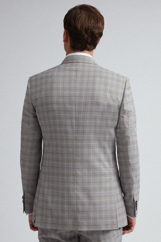Burton Grey Neutral Slim Fit Pow Check Suit Jacket 4