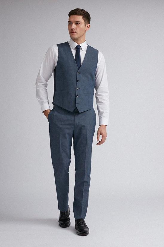 Burton Slim Fit Blue Jaspe Check Suit Waistcoat 2