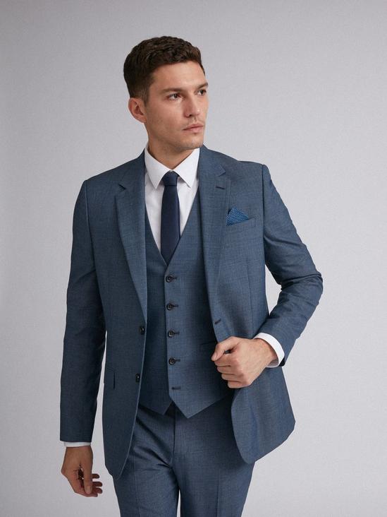 Burton Slim Fit Blue Jaspe Check Suit Waistcoat 5