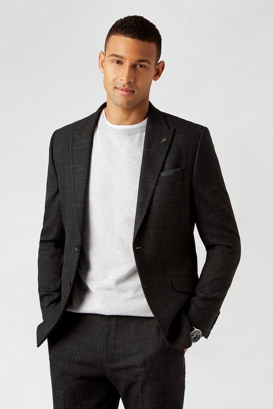 Burton Black Scratch Slim Fit Suit Jacket 1