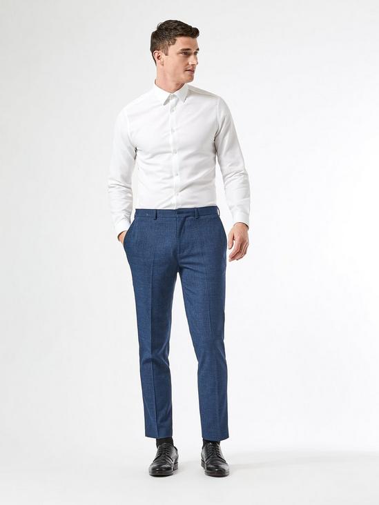 Burton Blue Texture End On End Slim Fit Trousers 1