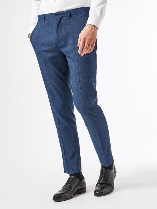 Burton Blue Texture End On End Slim Fit Trousers 3