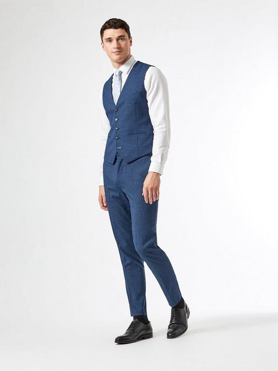 Burton Blue Texture End On End Slim Fit Trousers 4