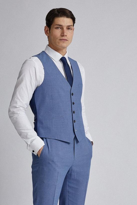 Burton Light Blue Microweave Slim Fit Suit Waistcoat 1
