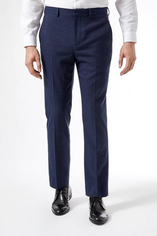 Burton Navy Marl Tailored Fit Suit Trousers 1