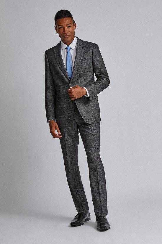 Burton Grey and Blue Tailored Fit Check Suit Jacket 2