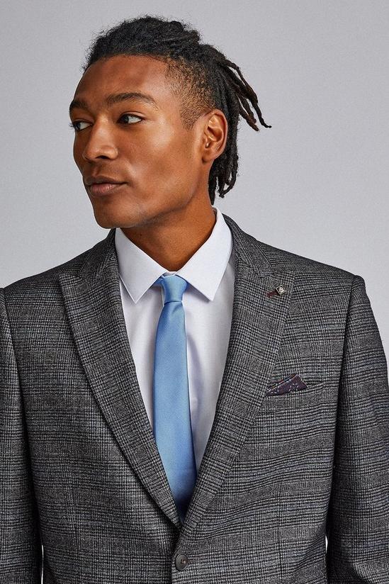 Burton Grey and Blue Tailored Fit Check Suit Jacket 4