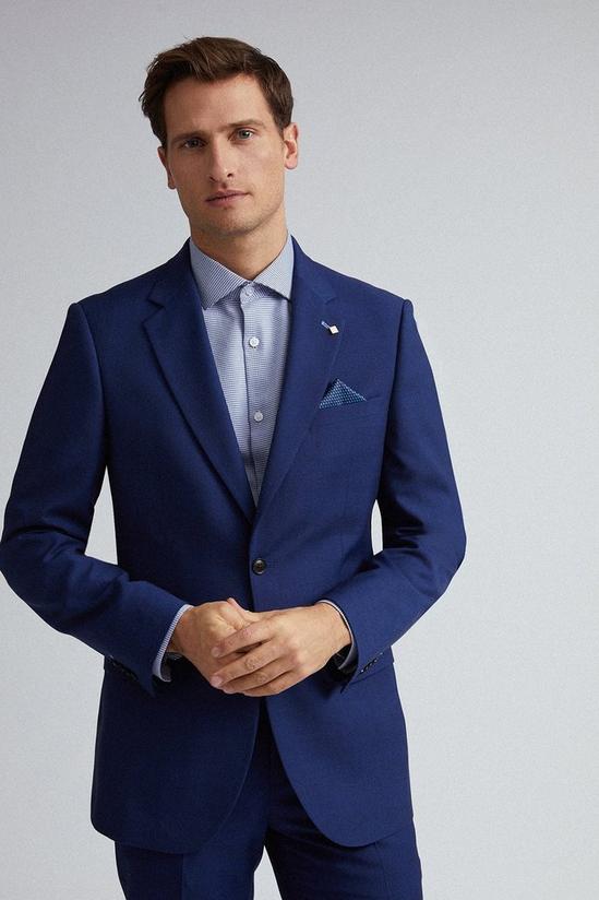 Burton Blue Self Check Tailored Fit Suit Jacket 1