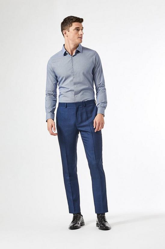 Burton Navy Slim Fit Birdseye Suit Trousers 2