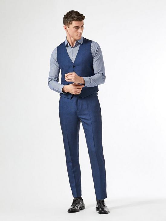 Burton Navy Slim Fit Birdseye Suit Trousers 5