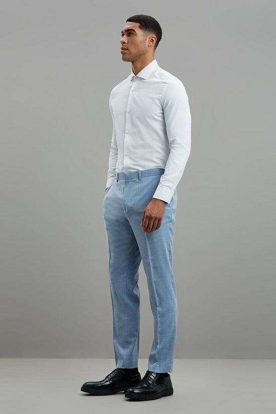 Burton Slim Fit Pale Blue Sharkskin Suit Trousers 1