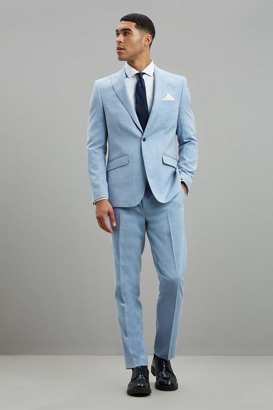 Burton Slim Fit Pale Blue Sharkskin Suit Trousers 2