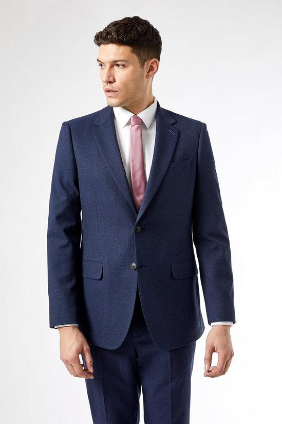 Burton Navy Marl Tailored Fit Suit Jacket 1