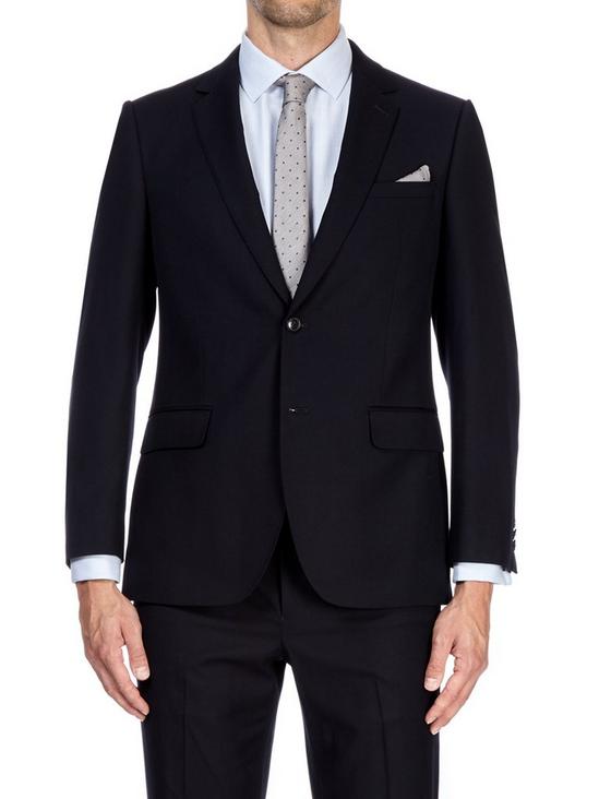 Burton Navy Tailored Fit Twill Suit Jacket 4
