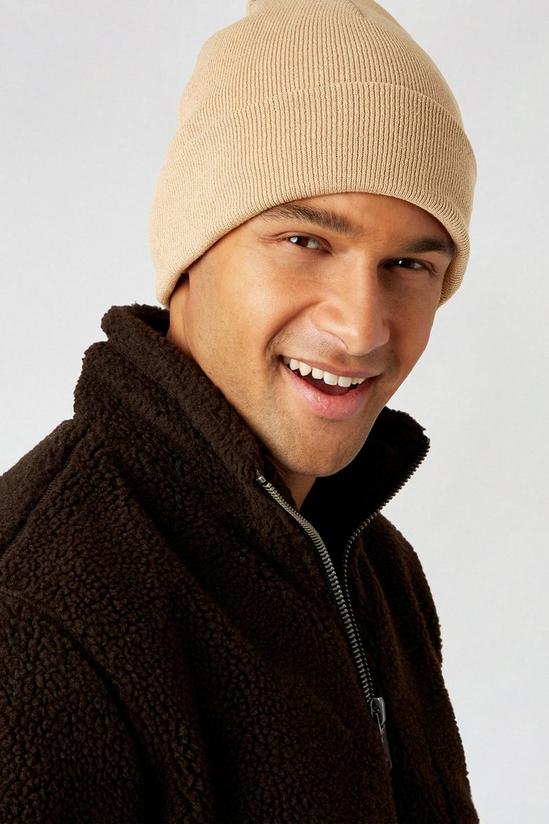 Burton Camel Ribbed Beanie With Polyester 1