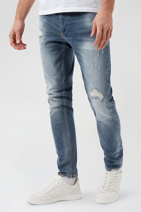 Burton Skinny Grey Blue Rip Jeans 1