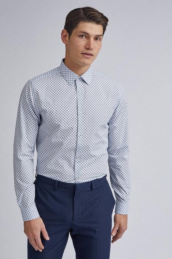 Burton Slim Fit Single Cuff Blue Circle Print Shirt 1