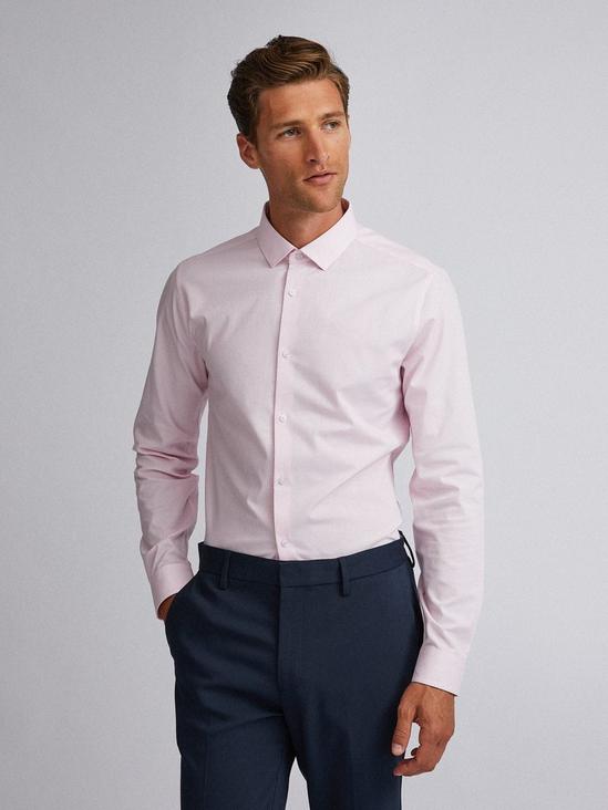 Burton Pink Skinny Fit Textured Shirt with Stretch 1