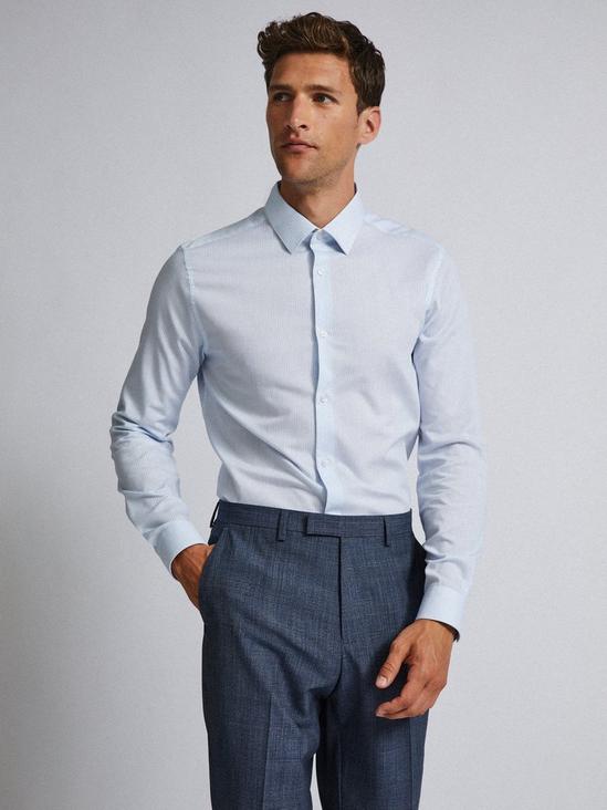 Burton Blue Slim Fit Fine Striped Shirt 1