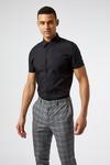Burton Black Slim Fit Short Sleeved Easy Iron Shirt thumbnail 1