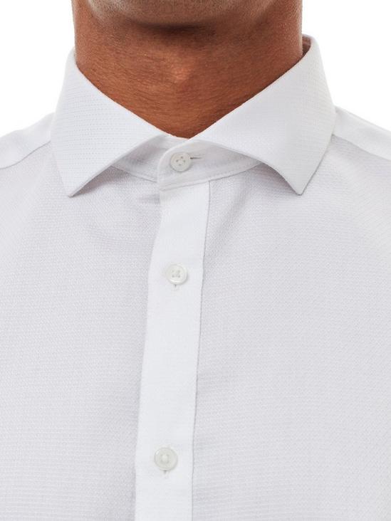 Burton White Tailored Fit Diamond Textured Shirt 4