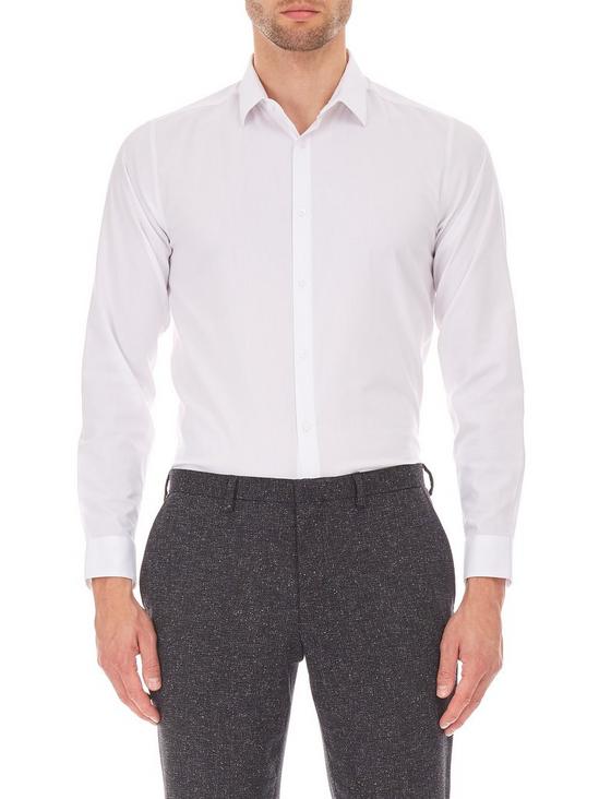 Burton White Slim Fit Textured Stretch Shirt 1