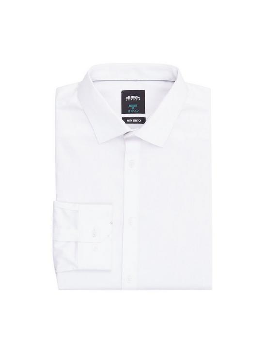 Burton White Slim Fit Textured Stretch Shirt 2