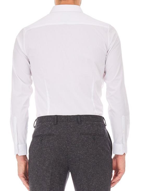 Burton White Slim Fit Textured Stretch Shirt 3
