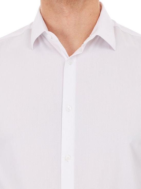 Burton White Slim Fit Textured Stretch Shirt 4