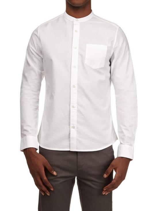 Burton White Long Sleeve Grandad Oxford Shirt 1