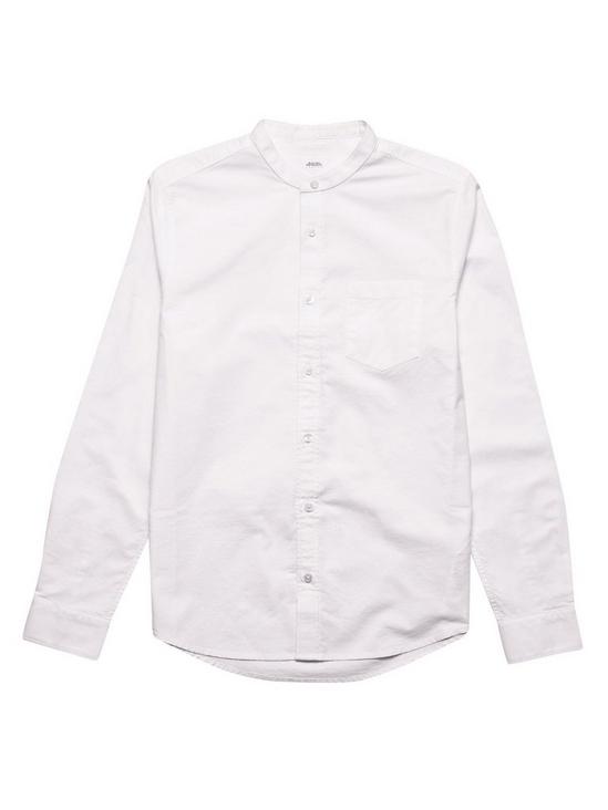 Burton White Long Sleeve Grandad Oxford Shirt 2