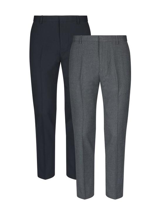 Burton 2 Pack Slim Navy And Mid Grey Trousers 2