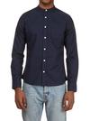 Burton Navy Long Sleeve Grandad Collar Oxford Shirt thumbnail 1