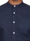 Burton Navy Long Sleeve Grandad Collar Oxford Shirt thumbnail 3