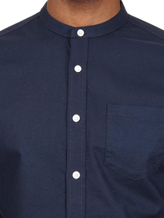 Burton Navy Long Sleeve Grandad Collar Oxford Shirt 3