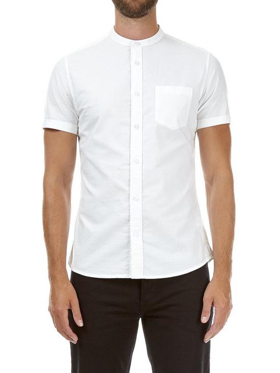 Burton White Grandad Collar Oxford Shirt 1
