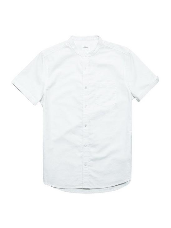 Burton White Grandad Collar Oxford Shirt 2