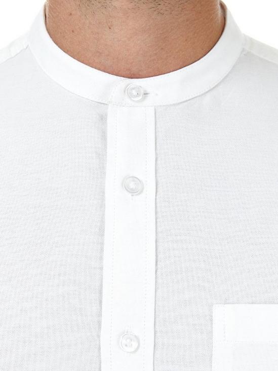 Burton White Grandad Collar Oxford Shirt 4