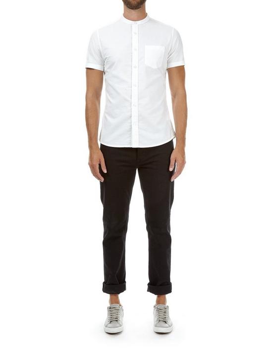 Burton White Grandad Collar Oxford Shirt 5