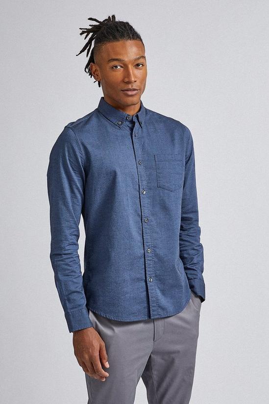 Burton Marine Blue Long Sleeve Oxford Shirt 1