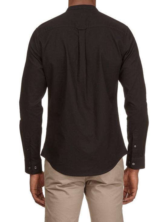 Burton Black Long Sleeve Grandad Collar Oxford Shirt 3