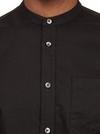 Burton Black Long Sleeve Grandad Collar Oxford Shirt thumbnail 4