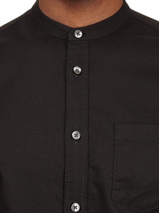 Burton Black Long Sleeve Grandad Collar Oxford Shirt 4