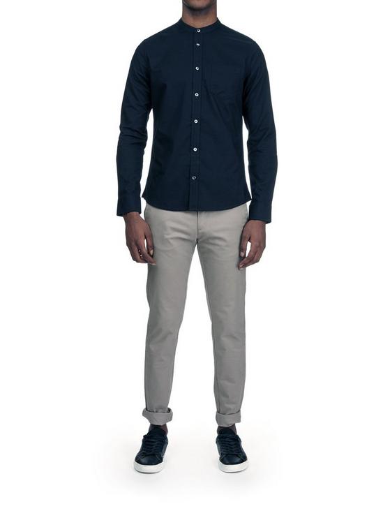 Burton Black Long Sleeve Grandad Collar Oxford Shirt 5