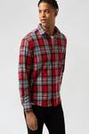 Burton Navy and Red Relaxed Fit Check Overshirt thumbnail 3