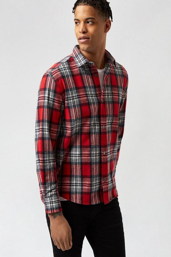 Burton Navy and Red Relaxed Fit Check Overshirt 3