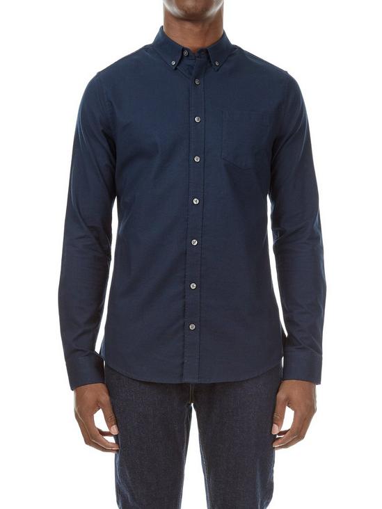 Burton Navy Long Sleeve Oxford Shirt 1