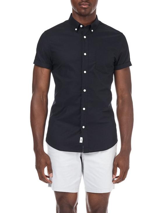 Burton Black Muscle Fit Short Sleeve Oxford Shirt 1