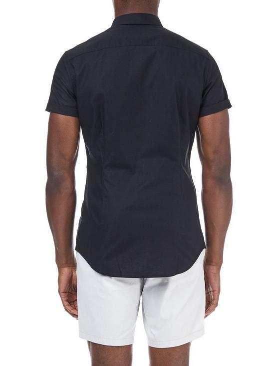 Burton Black Muscle Fit Short Sleeve Oxford Shirt 2